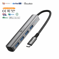 UNIEAN 4 in 1 Multiport Type C Hub USB 3.0 Konverter Multi-fungsi Splitter Adaptor Hub Usb c untuk Laptop dan Ponsel