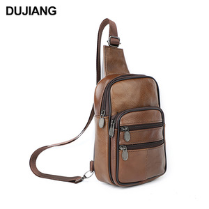 Dujiang Men's <b>Chest</b> Bag Genuine Leather Large Capacity Vertical Crossbody Bag Everyday Casual Use - Product Image 5