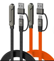 Kabel Charger Lipat Tahan Lama 240W USB-C+USB-A ke Type C dengan Pengisian Cepat, Sinkronisasi Data, dan Penyangga Ponsel Terintegrasi yang Dapat Disesuaikan