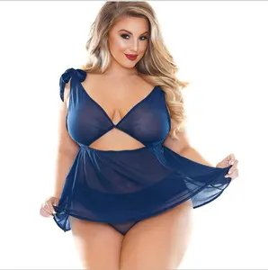 Più il Formato 5xl 6xl Donne Profondo Mesh Vedere Attraverso Sexy Del Merletto Biancheria Erotica Vestito Da Notte Camicia Da Notte Della Biancheria Intima Sexy Della Biancheria di Natale Femminile