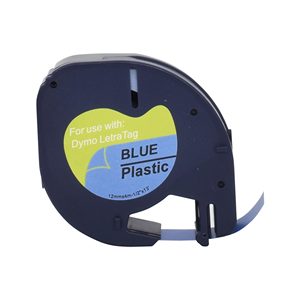 Compatible con <span class=keywords><strong>DYMO</strong></span> S0721650 91205 12mm x 4m negro sobre azul autoadhesivo multipropósito plástico <span class=keywords><strong>LT</strong></span> cinta de etiquetas para <span class=keywords><strong>LetraTag</strong></span> Label Maker - Product Image 1