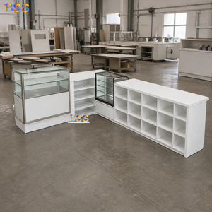 Barra Personalizada para <span class=keywords><strong>Centro</strong></span> de Entretenimiento Familiar, Elegante y Moderna Barra de Corian Blanco Glaciar para Café, Té y Aperitivos con Exhibidor de Pasteles - Product Image 5