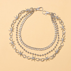 Multi Layered Spike Waist <b>Chain</b> Tibetan Silver Hip Hop Punk Style Pants <b>Chain</b> For Nightclub Fashion Body <b>Chain</b> - Product Image 4