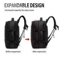 Mochila Expandible Impermeable para Portátil Unisex con Protección RFID, Oxford, Gran Capacidad, Separación Húmedo-Seco, Cierre de Compresión