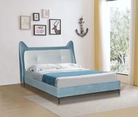 Cadre de lit double King de luxe italien au design minimaliste Queen Size tête de lit en velours couleur personnalisée cadre de lit en métal rose
