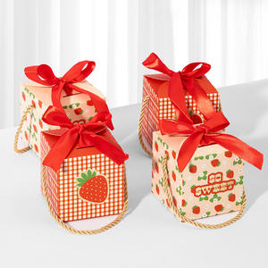 Caja de papel de embalaje de regalo con diseño de fresa portátil <span class=keywords><strong>Becan</strong></span> para bolso caja de regalo de cumpleaños de recuerdo de San Valentín - Product Image 6