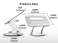 360 °   Support d'ordinateur portable rotatif et pliable, support de tablette réglable en aluminium et plastique pour ordinateur portable de 14 à 17,3 pouces