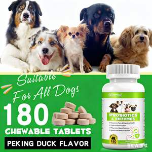 Probiotiques pour chiens, <span class=keywords><strong>comprimés</strong></span> à mâcher, enzymes digestives, 180 unités, saveur canard à la pekingaise, sans danger pour les chiens et les chats, favorise la santé intestinale et l'immunité - Product Image 1