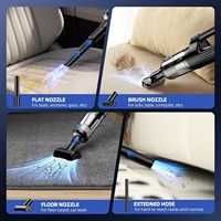 Aspirateur de voiture portable 17000Pa 2-en-1 mini 0,45L, souffleur d'air, batterie 6000mAh, lumière LED, buses multiples