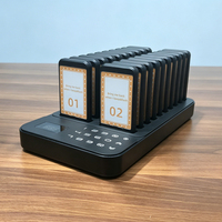 Base de clavier noire tactile avec 20 bipeurs vibrants sans fil, système d'appel pour clients de restaurant et café