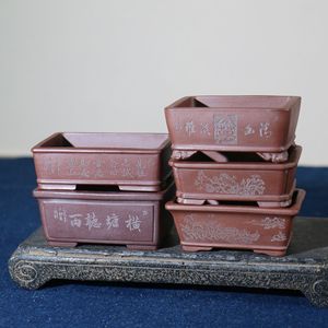 Macetas Rectangulares para Bonsái Zisha, Hechas a Mano, Talladas, Mini Macetas de Escritorio - Product Image 2