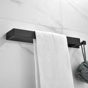 Phòng Tắm Bàn Chải Màu Đen Duy Nhất Nhà Vệ Sinh Khăn Vòng Thép Không Gỉ Bath Wall Hand Khăn Chủ Kệ Giá Tự Dính Khăn Bar