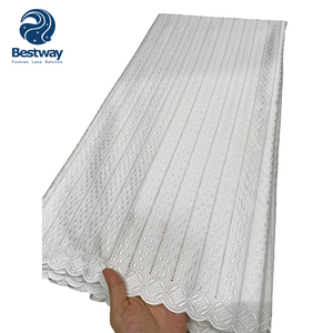 Encaje Suizo Azul Cielo Bestway para Hombre, Tela de Encaje Nigeriano de Algodón Voile, Encaje Africano Bordado - Product Image 2