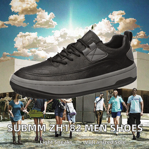 Zapatillas de cuero casuales para hombre, con cordones, vulcanizadas, para caminar, ligeras, con suela de goma, para primavera - Product Image 2