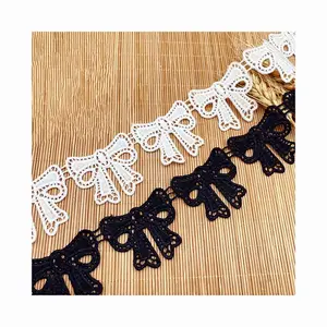 diy clothes sewing material accessories milk silk lace fabric white black polyester bowknot embroidery lace edge trims