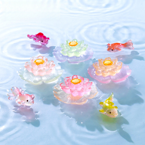 Vase écologique Weij Micro-paysage, lotus et feuilles lumineux la nuit, décoration DIY pour aquarium et bassin à poissons - Product Image 3