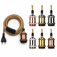 Douille de lampe vintage E27 avec prise UE, support de suspension style industriel, base d'ampoule Edison avec interrupteur