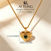 Collier hypoallergénique en or 18 carats plaqué or, sans ternissement, avec chaîne en corde arc-en-ciel et cœur en zircon cubique, pour femme, style Old Money Coquette, superposé, cadeau, vente en gros
