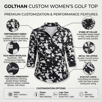 Haut de sport athlétique respirant à manches 3/4 et demi-zip pour femme, protection solaire, séchage rapide, idéal pour le golf et les activités de plein air