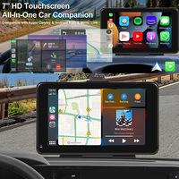 Pantalla LCD Táctil IPS de 7 Pulgadas y 25D para Computadora de a Bordo con CarPlay y Android Auto, Monitor de Cámara de Visión Trasera Inalámbrica