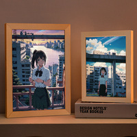 Led Light Up Peinture Cadre Lampe De Table 3d Bois Dessin Animé Anime Photo Cadre Boîte Nouveauté Veilleuse Décor À La Maison Nouveauté Cadeau