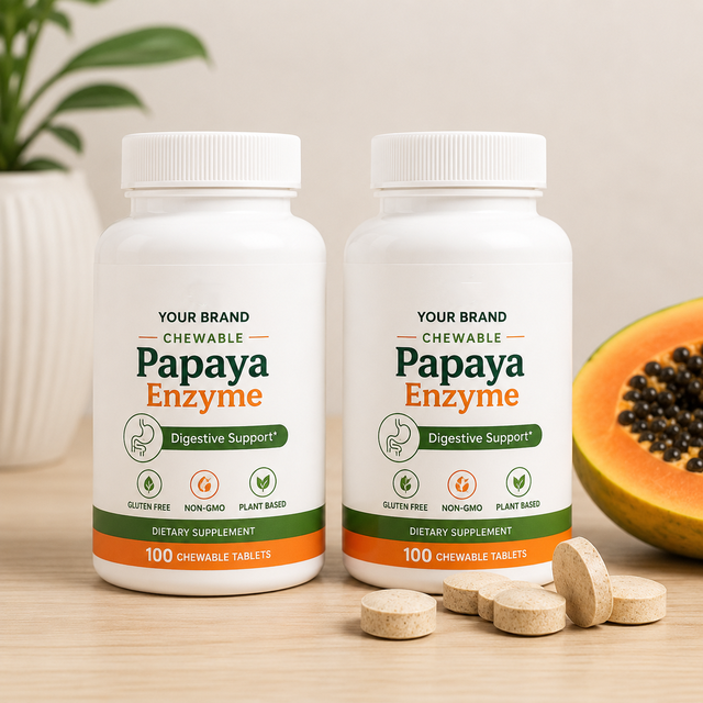 OEM Private Label Papaya Enzyme Tablets Healthcare Supplement for Adult Digestive Support Gas and Bloating Relie ForganicTablets