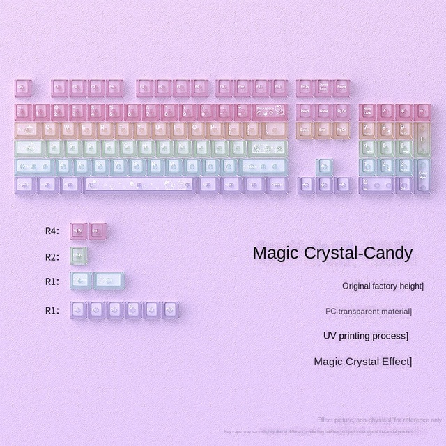Transparent Keycaps Set 60 75 100 Percent Candy Keycaps Cherry Profile KeyCap for Mx Switches Mechanical Keyboard