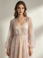 Tissu brodé en organza double couche dimensionnel, style chinois, orné de paillettes et de perles, idéal pour les vêtements de mariage féminins - Meilleure vente