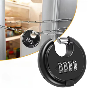 Cadenas à combinaison réinitialisable à 4 chiffres en acier inoxydable de 70 mm – Serrure à disque rond robuste pour portail, abri, clôture, casier - Product Image 1