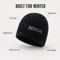Bonnet en tricot personnalisé avec logo, bord côtelé épaissi, chapeau d'hiver chaud, résistant au vent, respirant, extensible, OEM ODM, vente en gros, hommes femmes