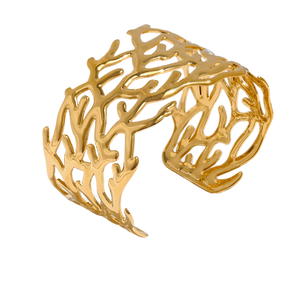 Gold Plated Charm Bracelet Bohemia Style Plant Pattern Stainless Steel Women's Jewelry Trendy Anniversary - Product Image 1