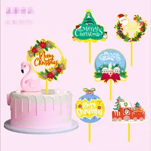 Topper kue Selamat Natal, ujung kue pohon Natal pilihan untuk tema Selamat Natal Tahun Baru liburan anak-anak pesta ulang tahun
