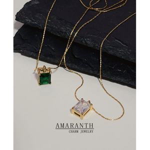 Collier tendance anti-ternissement en or 18 carats, véritable acier inoxydable, bijoux fins, colliers pull en zircon émeraude pour femmes - Product Image 3