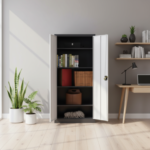 Armoire de classement en acier pour bureau avec étagères réglables et portes doubles pour le rangement de documents, idéale pour le bureau à domicile et l'atelier - Product Image 3