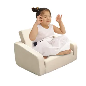 Kursi Flip anak-anak 2-In-1, kursi busa Modern dapat disesuaikan, kursi lipat bayi dalam ruangan untuk tempat bermain