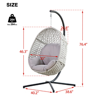 Vente en gros de chaise balançoire en forme d'œuf pour nid d'oiseau chaises suspendues en acier rotin PE pour patio hamac couleur personnalisée