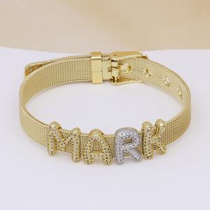 <span class=keywords><strong>Pulsera</strong></span> de Latón Dorado de Lujo con Nombre Personalizado: Cadena de Mano con 26 Letras Inglesas Personalizables para Mujeres y Hombres - Product Image 4