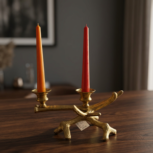 High-Quality Hand-Crafted Aluminium Metal Brass Finish Home Decoration Antique Candle Holder Candelabra - Product Image 3