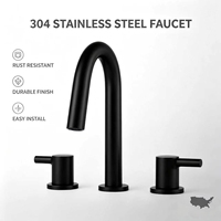 Robinet de lavabo de salle de bain OEM/ODM à expédition rapide depuis l'entrepôt, robinet de lavabo à 2 poignées, large, à 3 trous pour lavabo de salle de bain