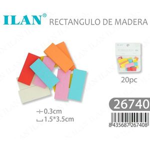 Ilan Rettangolo in Legno 1.5x3.5x0.3 Cm 20 Pezzi Materiali per Artigianato - Product Image 3