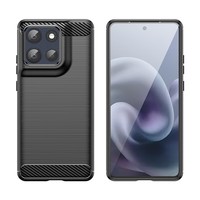 Pour Moto G86 Power G56 G06 G100 Pro Edge 60 Fusion G05 E15 G54 G64 G75 5G Coque en fibre de carbone brossée Coques souples en TPU Housse arrière