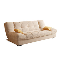 Sofá Cama Moderno en Forma de Nube, Plegable, Altura Ajustable, Sofá de Doble Uso para Sala de Estar, Sofá Recto Beige de Tres Plazas