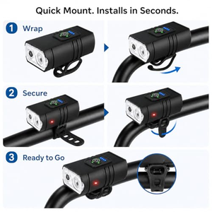 ไฟจักรยาน LED ไฟหน้าจักรยานแบบชาร์จ USB ไฟหน้าจักรยาน 10W 800LM 6 โหมดไฟฉายอุปกรณ์ปั่นจักรยาน - Product Image 3
