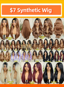 Perruque synthétique KEMY HAIR lisse et soyeuse avec frange, en fibre résistante à la chaleur, sans colle, avec raie en L, couleur bordeaux, pour femme - Soldes à 7$ - Product Image 6