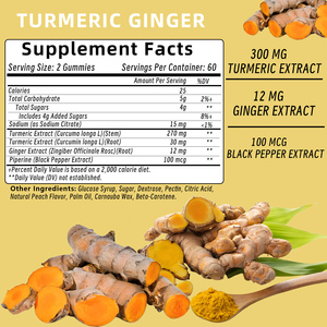 Gomitas Premium de Cúrcuma y Jengibre con Extracto de Pimienta Negra, Favorecen una Digestión Saludable y Promueven la Salud de las Articulaciones - Product Image 6