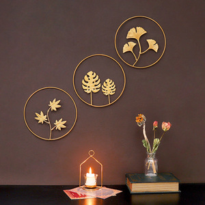 Decorazione parete pezzi interni di lusso Display <span class=keywords><strong>casa</strong></span> d'oro in ferro battuto cornice Meta da parete arte foglia appesa decorazione per la <span class=keywords><strong>casa</strong></span> - Product Image 4