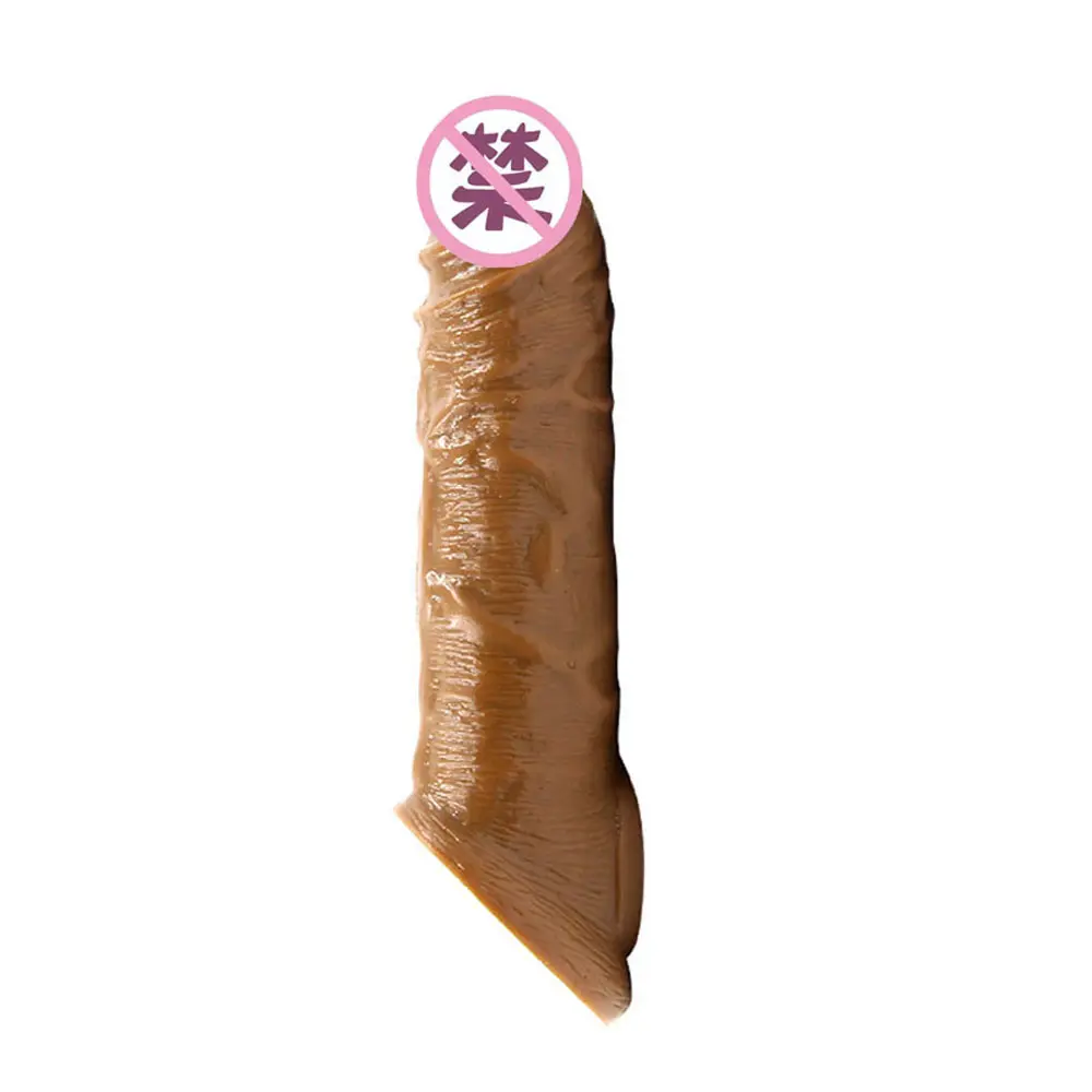 Sexspielzeug für Erwachsene Dickverlängerung weiches Gummi-Silikon-Kondom Kunststoff Dildo wiederverwendbares Kondom Herren Zeitverzögerungsprodukte Penisbezug
