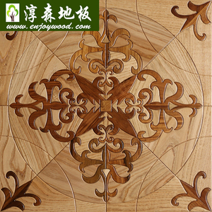 Pavimento in Legno con Design Artistico in Teak e Quercia, <span class=keywords><strong>Parquet</strong></span> Decorato a Motivi - Product Image 1