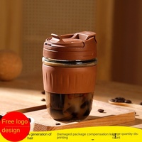 Tasse à café portable en verre écologique imprimée, idéale comme cadeau publicitaire, pour les jeunes femmes branchées sur internet