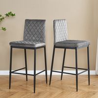 Tabourets de bar gris en velours pour restaurant, hauteurs de comptoir, prix abordable